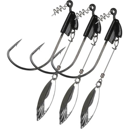 3pcs/lot Lead Jig Head Fishing Hook Spinner Weighted Hook Spinning Blade Wide Crank Fishhooks For Bass Fishing