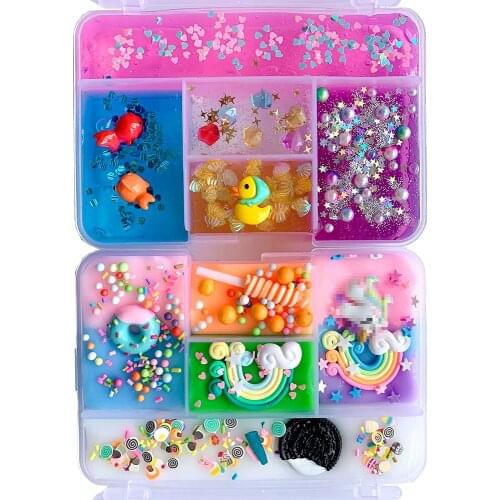 300ML Children Kid Relief Stress Toys Gift Fluffy Foam Slime Clay Light Soft Cute Stretchy Charms Slime Toys for Kids