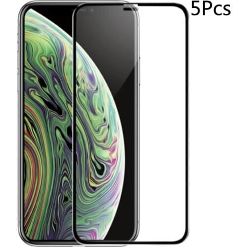 5Pcs iPhone 6 7 8 Plus glass on iPhone XR X XS 11 Pro MAX screen protector protective Film tempered glass full cover 5 5S 5C SE