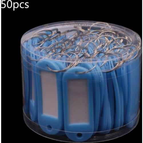 50Pcs Colorful Key Id Luggage House Label Tag Split Ring Keyring Plastic Key Tag A0NF