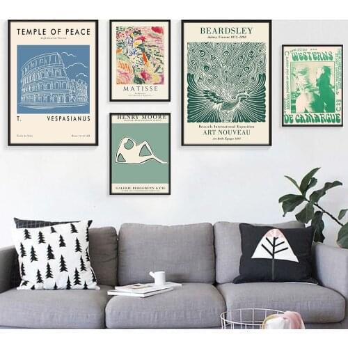 Abstract Line Lying Body Canvas Painting Print Retro Matisse Poster Wall Art Henry Moore Pictures for Living Room Home Decor