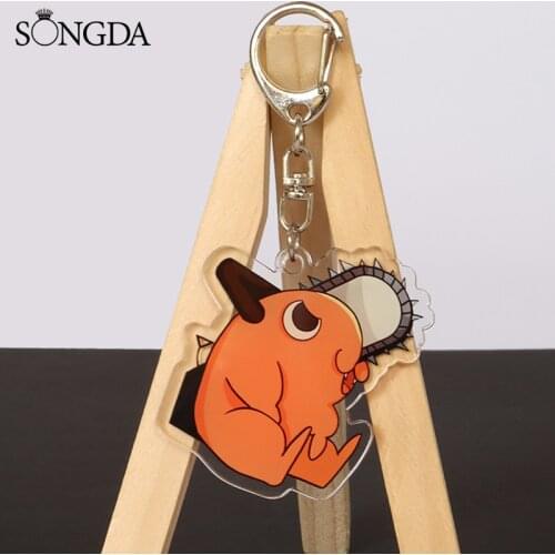 SONGDA Anime Chainsaw Man Acrylic Keychain Japanese Cartoon Figure Car Key Chain Double-Sided Keyring Jewelry Decorations Gifts