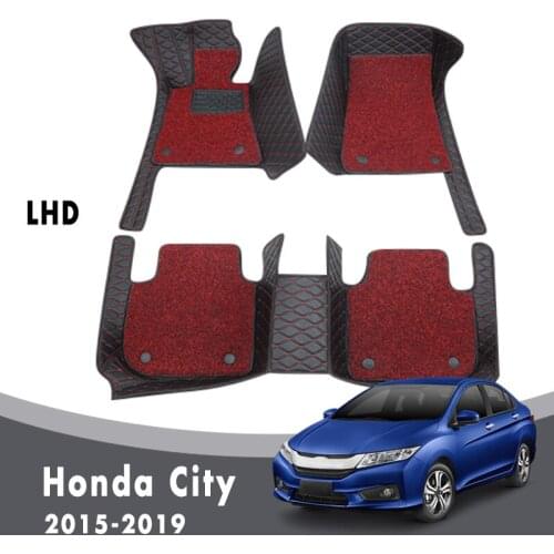 Car Floor Mats Carpets For Honda City 2019 2018 2017 2016 2015 Luxury Double Layer Wire Loop Auto Interior Accessories Custom