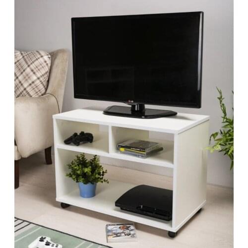 White Coffee Table with Wheels with Opening Storage Shelves Movable Multi-Function Side Table for Living Room 70x40x51.3 cm