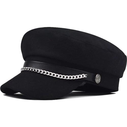 2020 High Quality Black Wool Military Berets for Women Female Flat Army Cap Salior Hat Girl Travel Berets Ladies Painters Cap