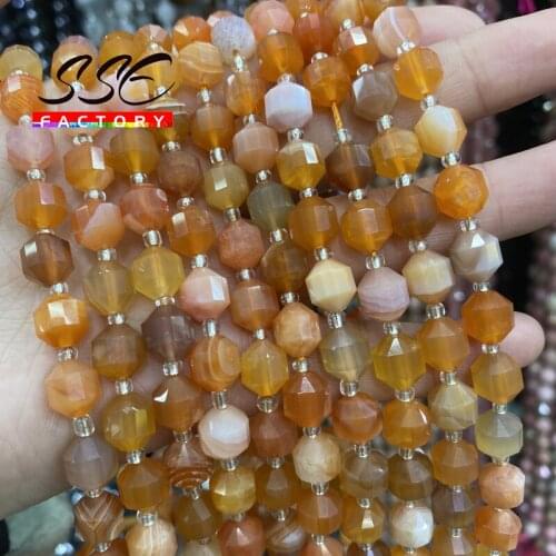 Botswana Faceted Natural Sardonyx Beads Natural Stone Loose Beads for Jewelry Making DIY Bracelet Women Necklace 8mm 15 Inches