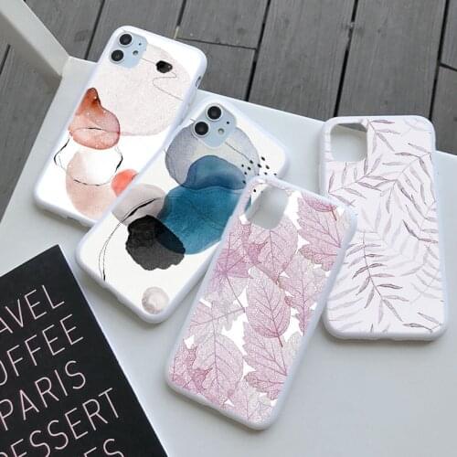 Phone Case For iPhone 11 Pro Max XR X XS Max 6s 7 8 Plus 5 s SE 2020 12 Cases Art Retro Leaves Watercolor Pattern TPU Back Cover