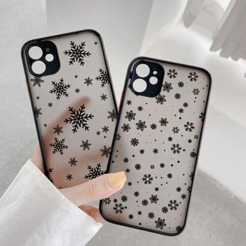 Snowflake Phone Case For iphone SE 2 6s 7 8 Plus For iPhone 12 11 Pro MAX Mini X XS XR Hard Translucent Camera Protection Cover