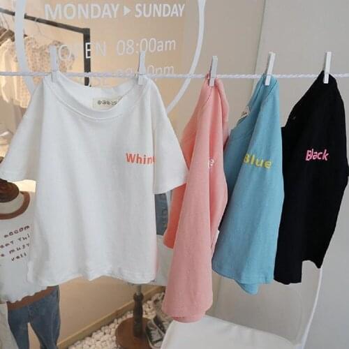 Childrens T-Shirt for Girl Boy Solid Cotton Summer Kids Tops Tees Children Casaual Outfits Shirt Tracksuit Clothing