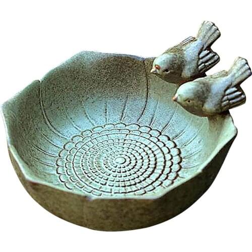 Bird Feeder Tray Ceramic Birth Baths Bird Feeding Bowl Garden Decor Birth Feeder Ceramic Aquarium Retro Finish Bird Feeder