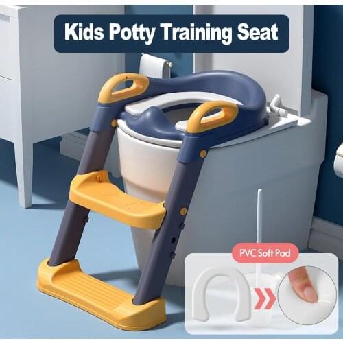 Baby Potty Training Seat Comfortable Safe Toilet Trainer Adjustable Step Stool Ladder PVC Soft Pad Potty Training Toilet for Kid