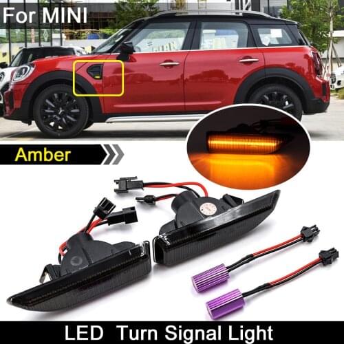 For Mini Cooper Countryman F60 2017 2018 2019 2020 Smoked Lens LED Side Marker Light Amber Turn Signal Lamp