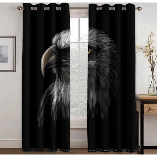 Home Living Room Shading Decoration Curtain Home Textile Decoration Bedroom Grommet Top Curtain Eagle Pattern