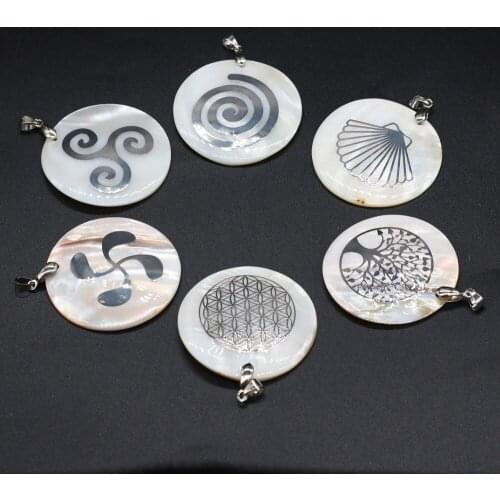 Natural Shell Pendant Exquisite Round Design For Jewelry Making Charms DIY Necklace Bracelet Accessory