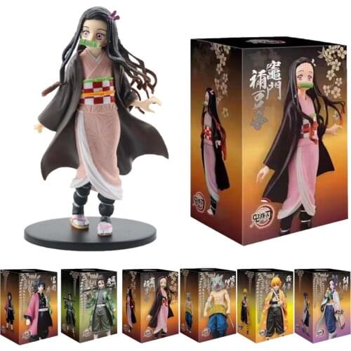 Anime 16cm Demon Slayer Figure Kamado Tanjirou Nezuko Action Figures PVC Model Toys Zenitsu Figurine Inosuke Kimetsu No Yaiba