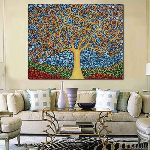 JQHYART Abstract Art Tree Paintings Wall Pictures For Living Room Wall Painting Home Decor Canvas Art No Frame Picture