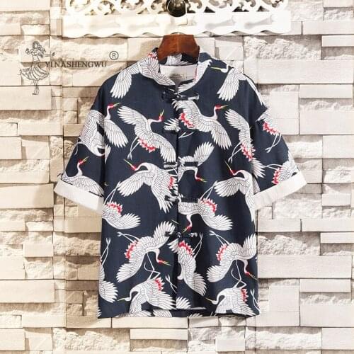 Kimono Men Short-Sleeved T-shirts Embroidered Japan Harajuku Short Youth Trouser Asian Yukata Haori Cardigan Japanese Costumes