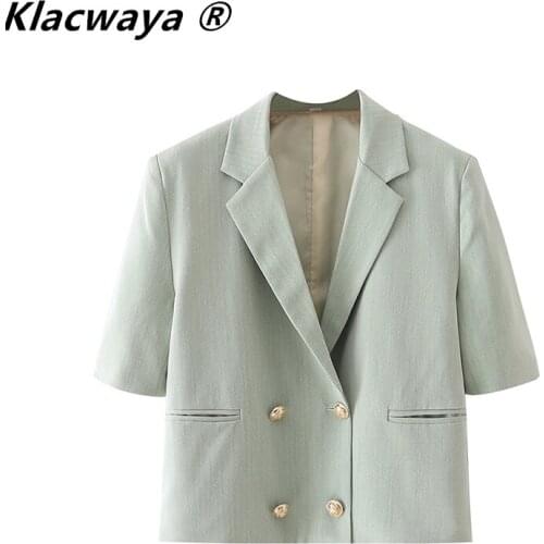 Klacwaya Women's Blazers With Short Sleeves
