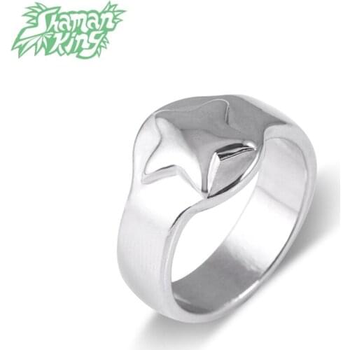 Anime Shaman King Ring Classic Asakura Hao Five Pointed Star Badge Rings For Men Women Cosplay Jewelry Accessories