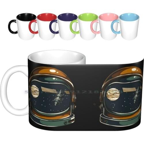 Space Ceramic Mugs Coffee Cups Milk Tea Mug Spaces Planet Astronaut Helmet Star Trend Creative Trending Vintage Gift Bottle Cup