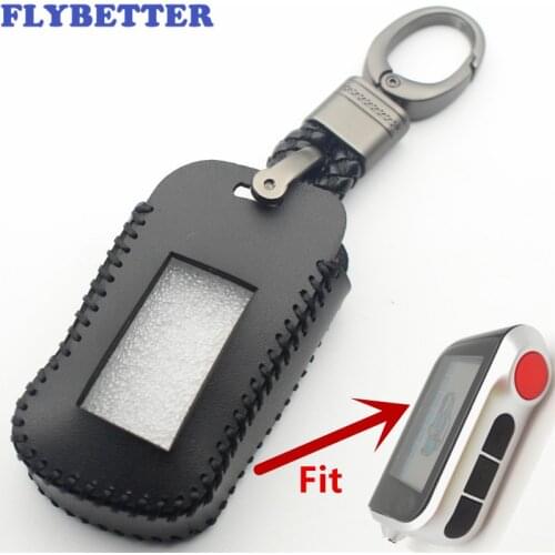 FLYBETTER Leather Key Case Cover For Starline A93/A63/A96 Two Way Car Alarm System L549