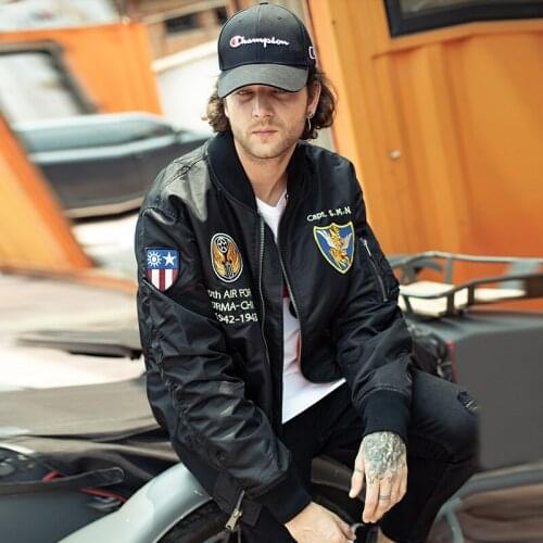 SMN Flight Jacket Black Mens Casual Air Force Pilot Jacket Oversized Tops Spring Autumn Outerwear Military Jacket Thin Coat