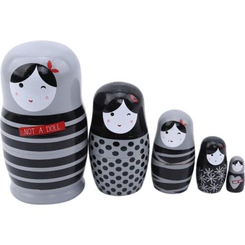 5PCS/Set Lovely Matryoshka Wooden Dolls Nesting Babushka Russian Hand Paint For Kids Christmas Toys Gifts Dolls For Kids
