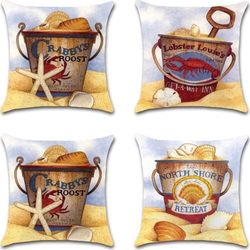 Sea beach shell white Retro print white Cushion Cover Decorative sweet Home sofa seat friend childrens bedroom gift pillowcase