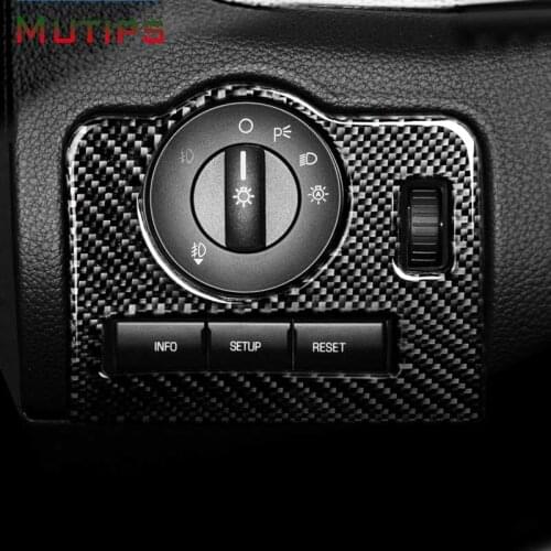 Mutips For Ford Mustang 2009-2013 Car Interior Moulding Carbon Fiber Sticker Headlight Switch Frame Trim Cover Adjust Decoration