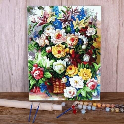 Flower Vase Paint By Numbers Kit Acrylic Paints 50*70 Paiting By Numbers Handmade For Wholesale