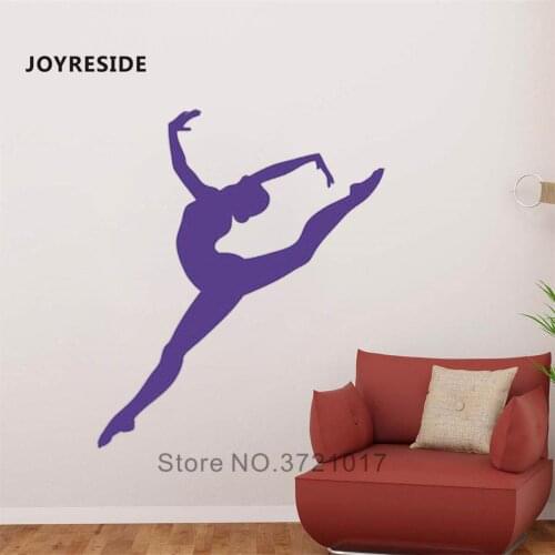JOYRESIDE Ballet Dancer Wall Sticker Girl Gymnastic Wall Decor Home Kids Room Gilrs Wall Decoration Vinyl Art Design Decal WM017
