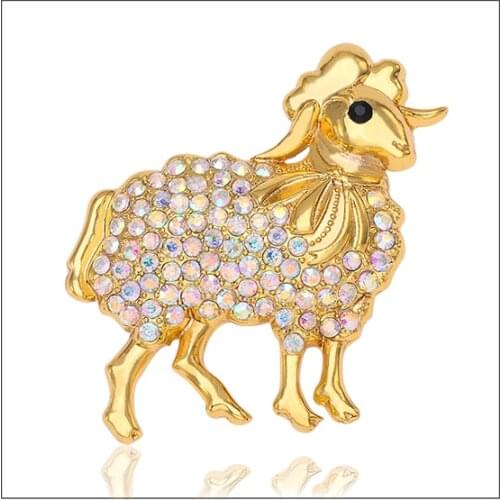 2019 New Arrivals Twelve zodiac sheep Brooches four colors Rhinestone sheep Brooch Animal brooches Pin up for women X1579