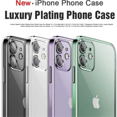 New Luxury Plating Clear Phone Case on For iPhone 12 11 Pro Max Shockproof Full Lens Protection Case on iPhone Xs X XR 7 8 Cover