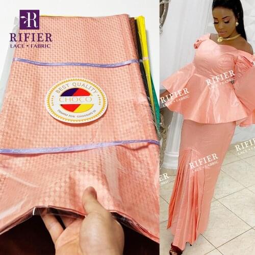 Peach Color Bazin Riche Lace Fabric 2020 High Quality African Jacquard Basin Fabrics Guinea Women or Men Wedding Sewing Material