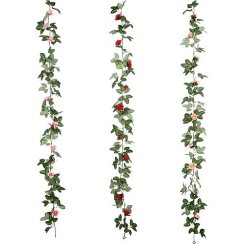 Fake Rose Vine Flowers Plants Artificial Flower Hanging Rose Ivy Home Hotel Office Wedding Party Garden Arch Decor