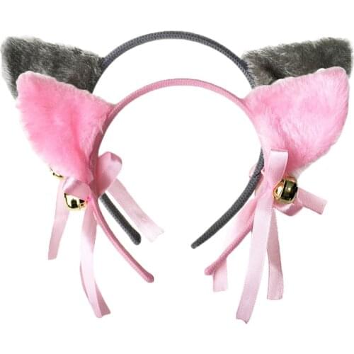 Hair Accessories Pink Black Cat Ears Anime Cosplay Scrunchie Kawaii Headband Hair Bows for Women Girls Hairbands Head Hair Bands