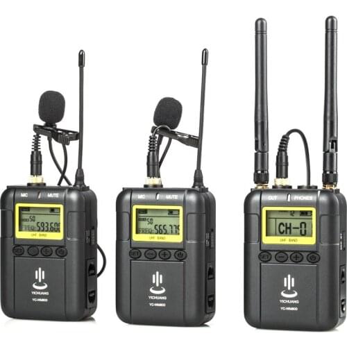 Professional Wireless Video Recording Microphone System with Lavalier Lapel Microphone Mic with LCD Display Screen for Canon