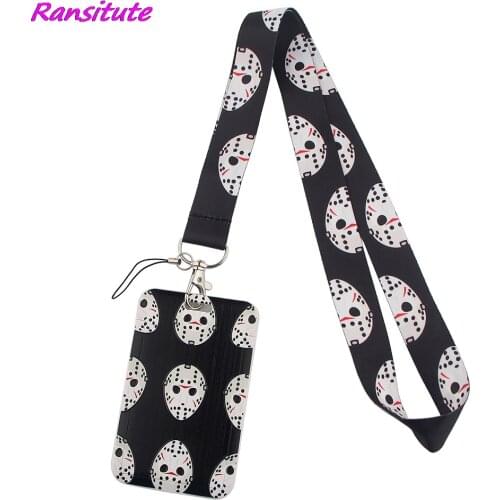 Ransitute R1533 Horror Killer Lanyard Credit Card ID Holder Student Travel Bank Bus Business Card Cover Badge Phone Accessories