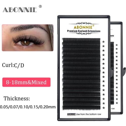 Abonnie Mix Eyelash Extension Synthetic Mink Individual Eyelash Mix 16 Lines High Quality Natural Thick Faux Cils