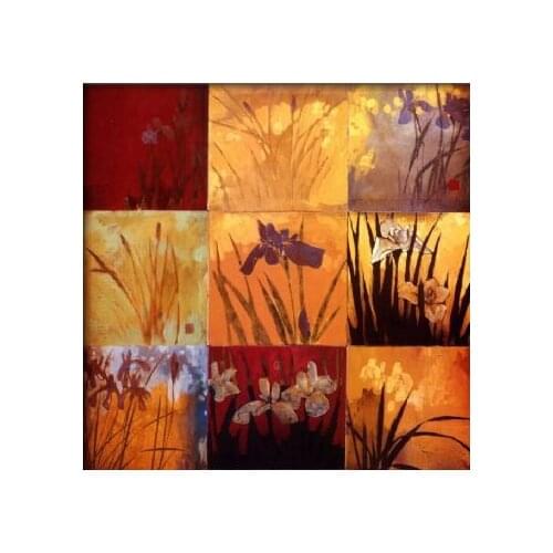 Hand Painted Oil Painting Iris Nine Patch-Floral Oil Painting Wall Art-Modern Oil Painting On Canvas Art Wall Decor