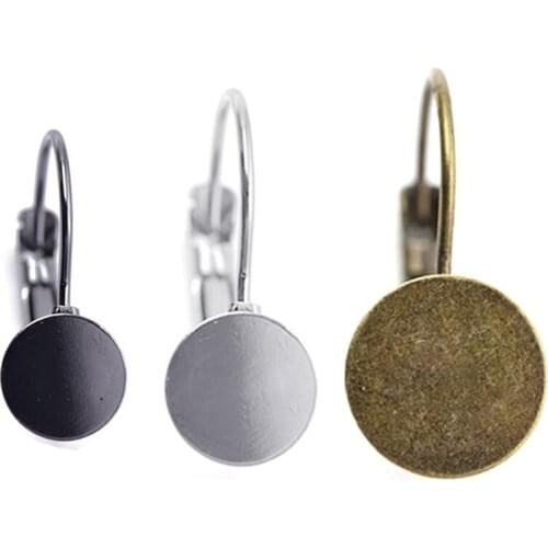 2020 50pcs 10mm 12mm 14mm 16mm silver-plate antique bronze used for DIY jewelry making French lever blank base fashion earrings