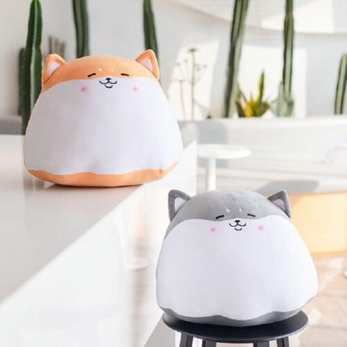 Cute Fat Round Pudding Shiba inu Dog Plush Dog Pillow Grey HUsky Hug Plushie Office Decor Cushion Birthday Gift for Boy Present