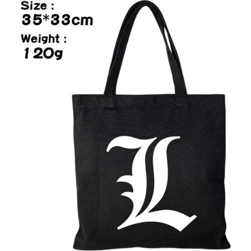 New Anime Death Note Students Kids Shoulder Tutorial Bags Shopping Tote Bags for Men and Women Portable Canvas Satchel Handbags