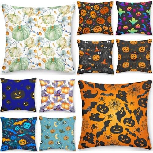 Halloween Decoration Polyester Pillow Case Home Bedroom Sofa Decor Pumpkin/Ghost Cushion Cover Car Bedside Decoration