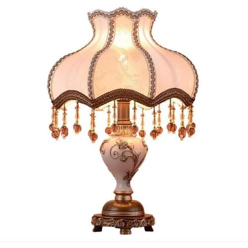 Vintage European Rural Ceramic Fabric Tassel E27 Table Lamp For Foyer Bedroom Study Wedding Porelain Retro Light 55cm 2372