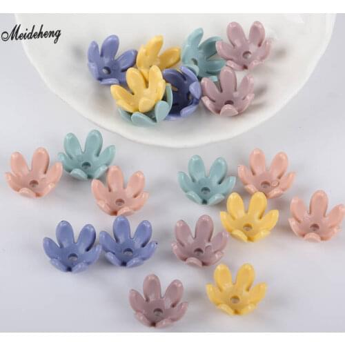 Acrylic Fashion Jewelry Making Hair Flower Beads Through Hole Six-Claw Hairpin Decoration Earrings DIY Handmade Accessory