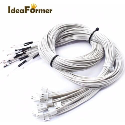 3D Printer Parts NTC Thermistor Temperature Sensor 3950 1% line100 & 150cm 100K with XH2.54 Terminal White 2P terminal connector