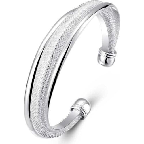 925 Sterling Silver Braided Bangles For Women Wedding Engagement Party European American Style Temperament Bracelet Jewelry