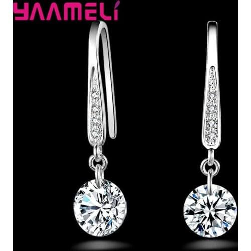 925 Sterling Silver Earrings for Women Girl Pave Shiny Clear Cubic Zirconia Simple Elegant Wedding Anniversary Present Hot Sale