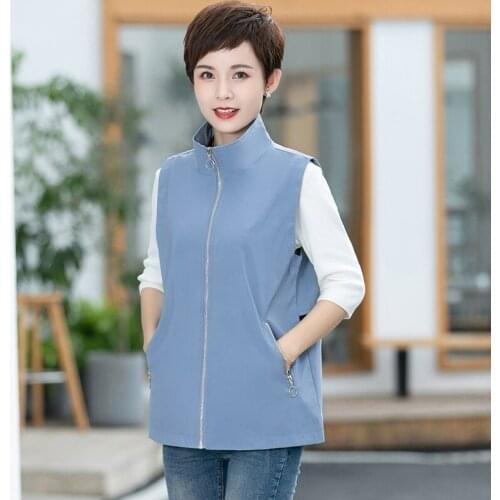 Autumn Spring Women Vest Coats New Double Pocket Zipper Vests Jacket Female Plus Size 4xl 5xl Sleeveless Waistcoat Tops